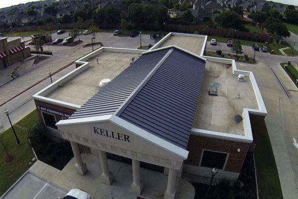 Standing Seam Metal Roof in Slate Grey with IB flat roof in Dallas Fort Worth